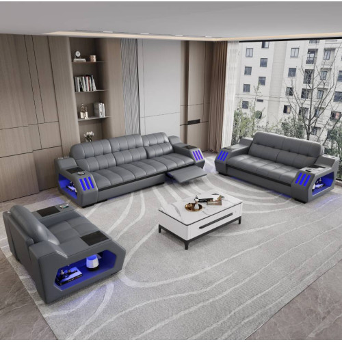 İtalyan Deri Kanepe 7 Kişilik Kombinasyon  Modern Oturma Odası L Şeklinde
